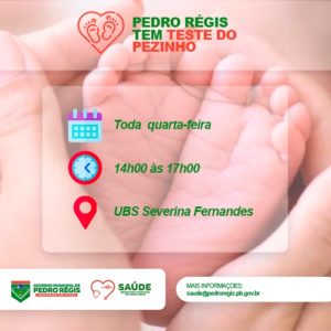 Secretaria de Saúde de Pedro Régis disponibiliza teste do pezinho